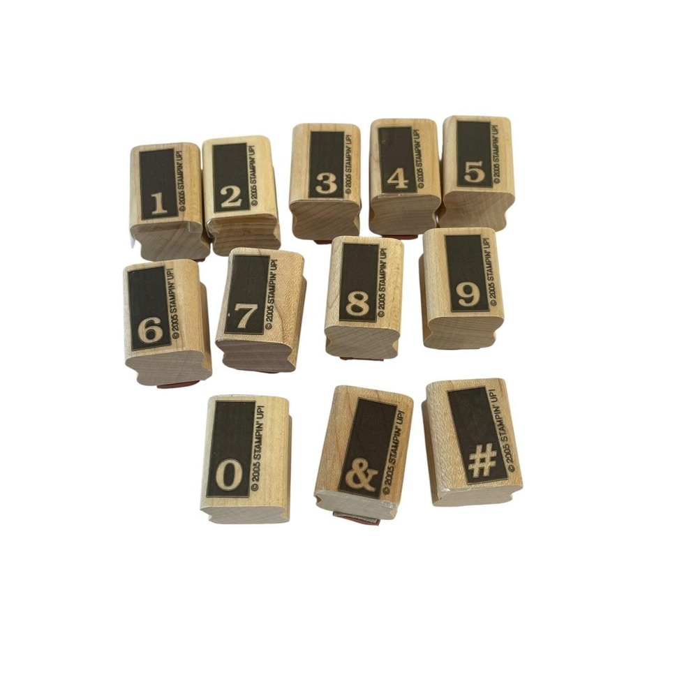 Stampin' Up! "Tag Numbers" Wood Mount Stamp Set Numbers Symbols 13-Piece